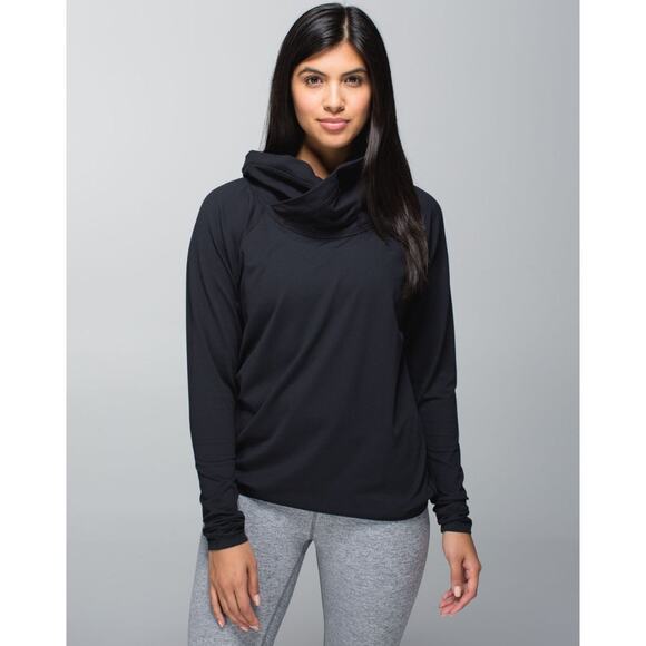 Lululemon Healthy Heart Pullover Black SZ 10 Cowl Neck Long Sleeve Top athletic - Picture 1 of 8
